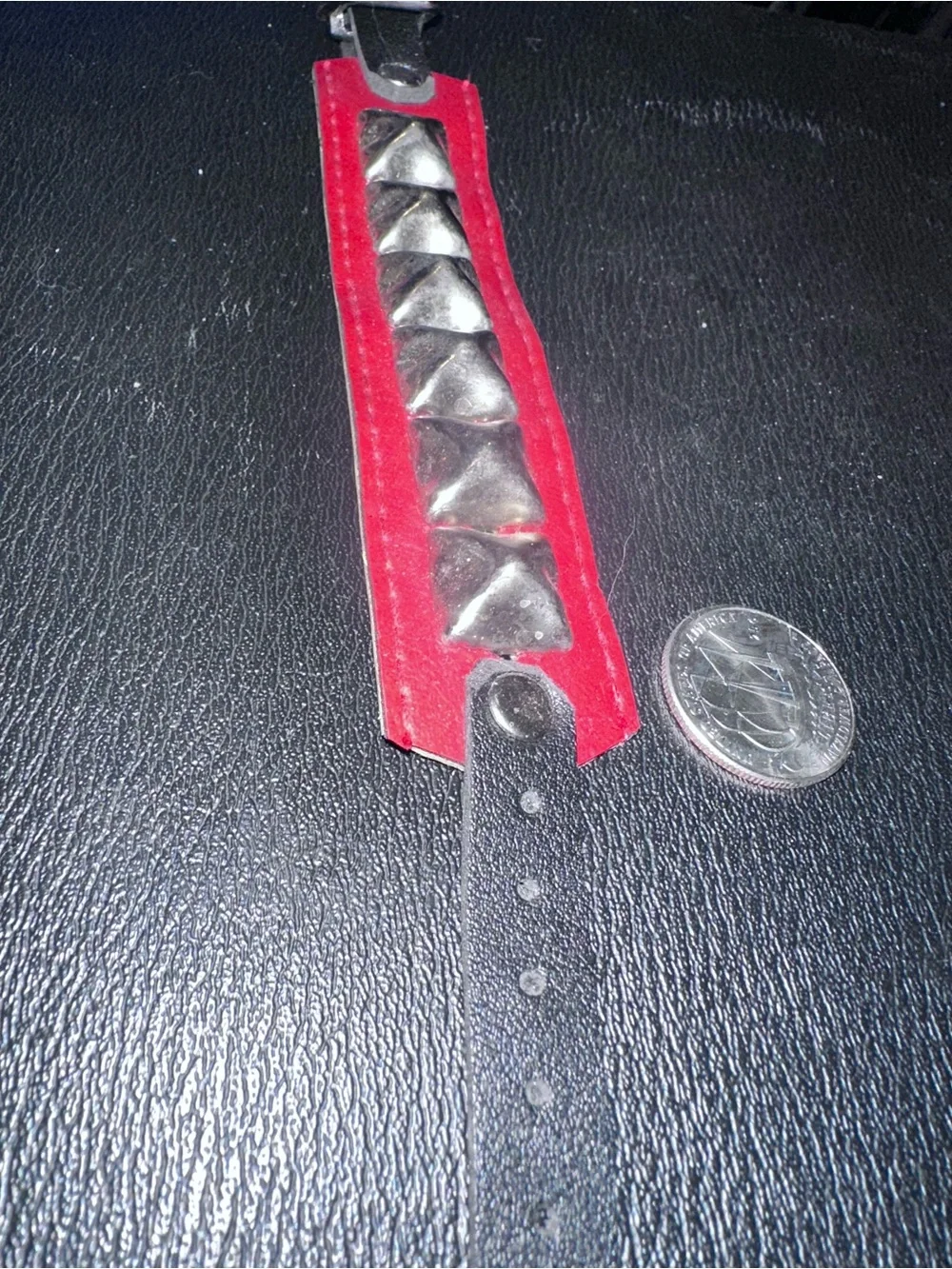 Ov Lvst Red Leather Pyramid Studded Cuff Bracelet NWT Punk Goth Streetwear